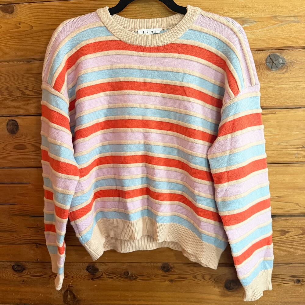 THML Striped Crew Neck Pullover Sweater Top Small